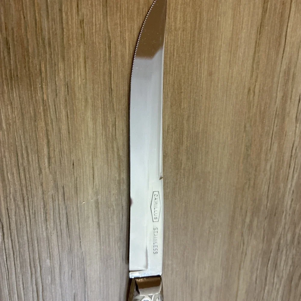 VTG Camillus Cutlery 50's Decorative Handles Steak Knife Set of 3 In Sheath